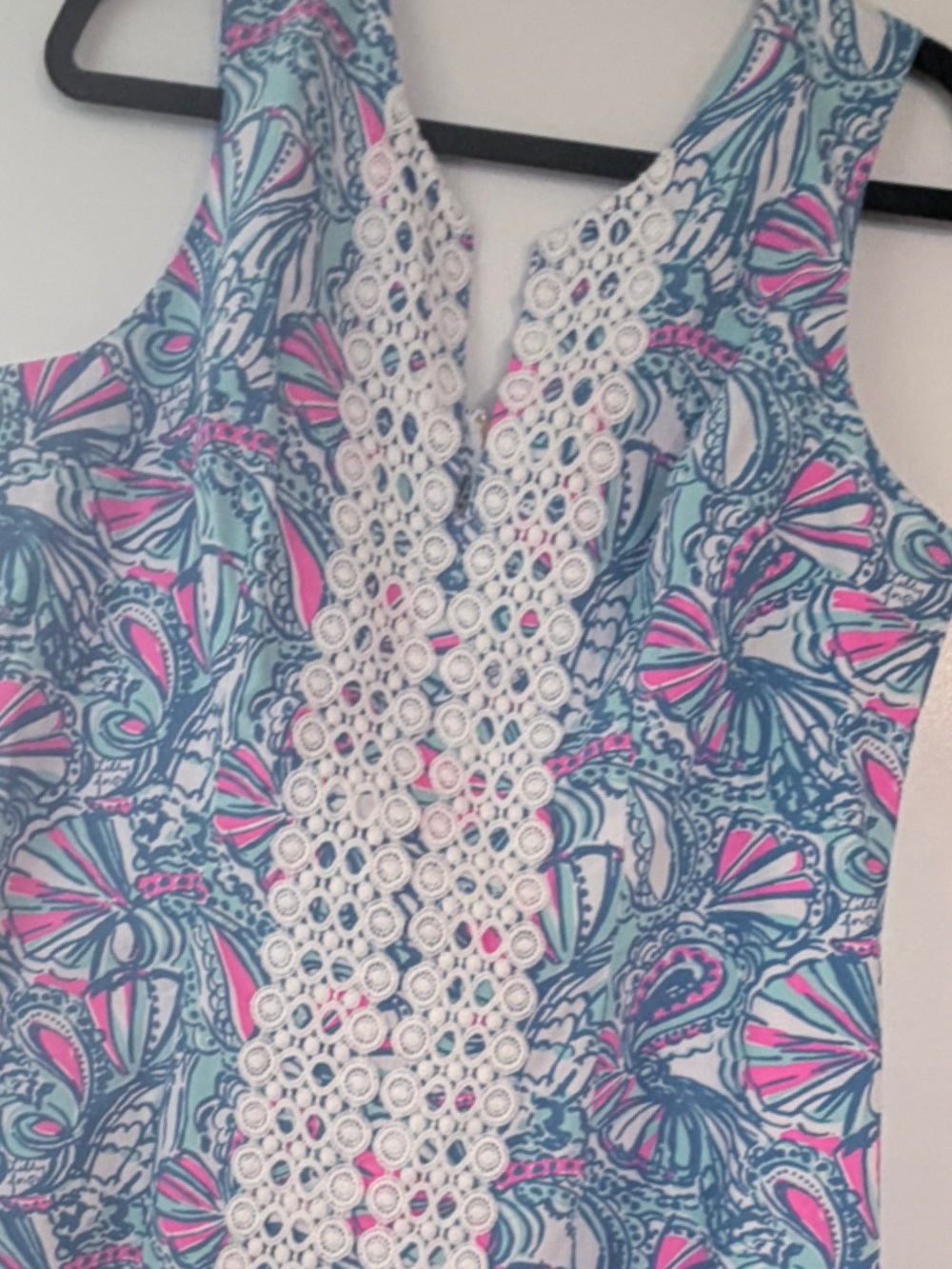 Lilly Pulitzer Pink & Aqua Floral Shift Dress “My Fans” 20th anniversary dress